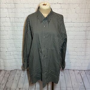 St. John's Bay Green Gray and White Striped Top Size XL